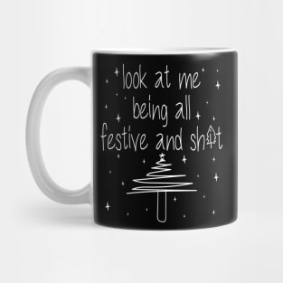 Look at me being all festive funny humor Christmas tree Mug